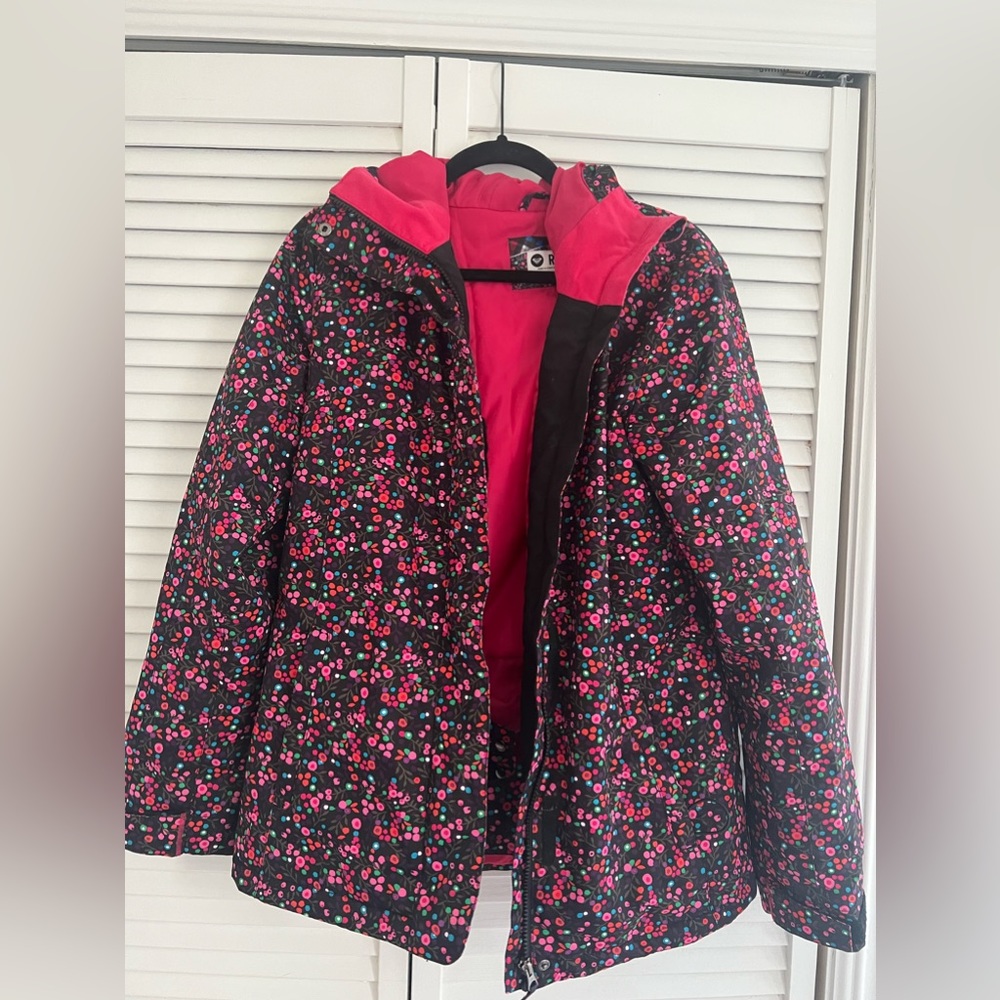 Roxy multicolored hooded snowboarding jacket